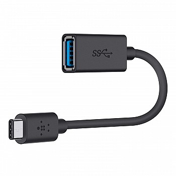 Belkin USB Type-C to USB-A 3.0 Adapter (OTG), USB-IF Certified, Black