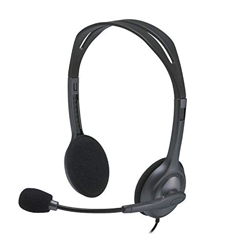 Logitech H111 Wired On Ear Headphones With Mic Black- Logitech H111 Wired On Ear Headphones With Mic Black-