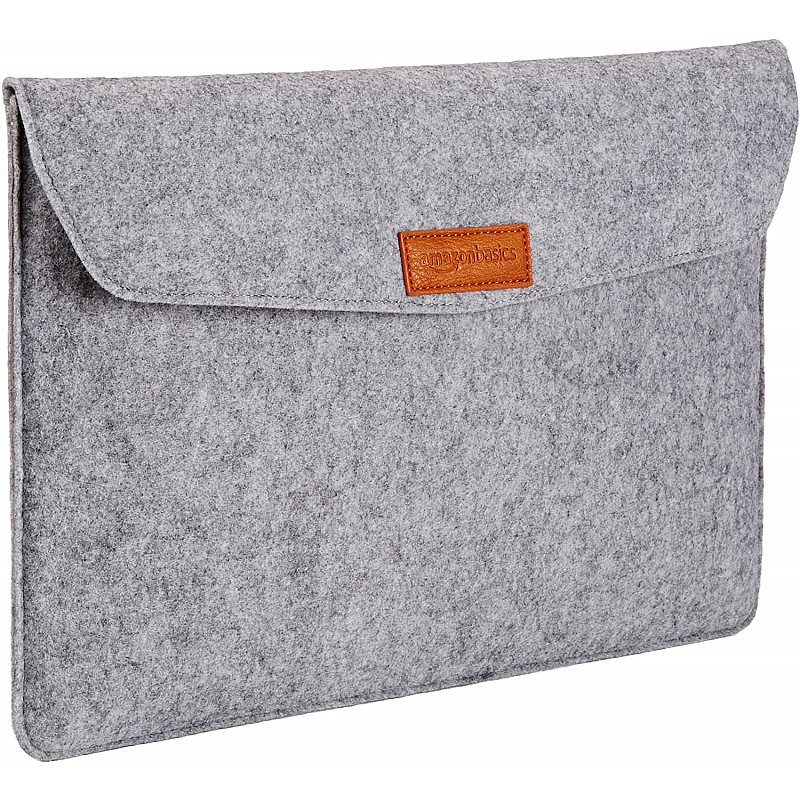 Amazon Basics 15.4-inch Felt Laptop Sleeve (Light Grey)