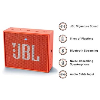 JBL GO Portable Wireless Bluetooth Speaker with Mic, signature sound, 5hours playtime (orange) JBL GO Portable Wireless Bluetooth Speaker with Mic, signature sound, 5hours playtime (orange)