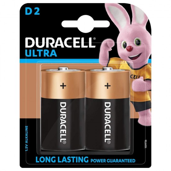 Duracell Ultra Alkaline D Battery, 2 Pieces