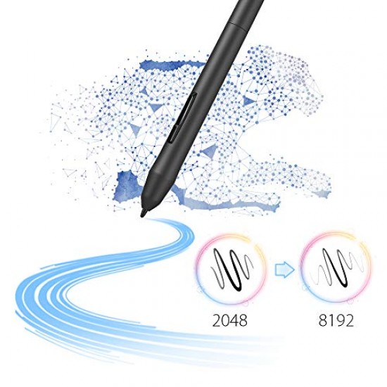 XP-Pen Star03 V2 8192 Levels of Pressure Sensitivity, Battery-Free Stylus, 8 Shortcut Keys and 8 nibs Graphics Drawing Tablet Pen (10 x6  Size)