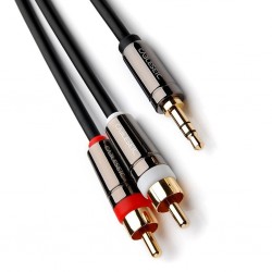 CABLESETC Pro Series Gold Plated 3.5mm Stereo Male to 2 RCA Analog Y Cable Wire 1.8m 