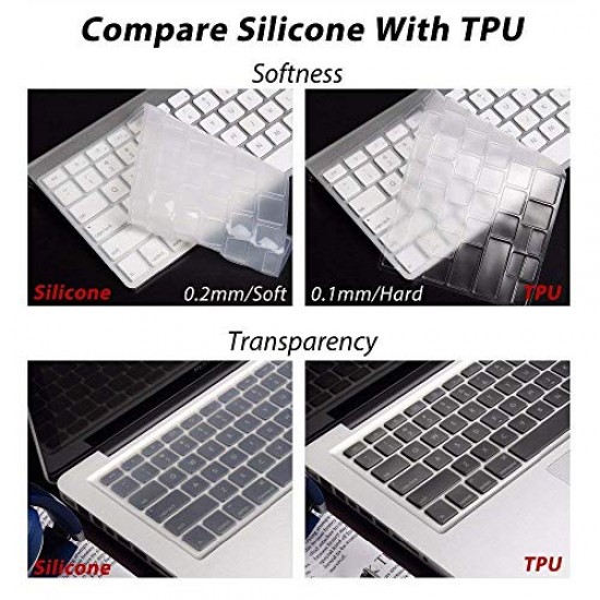 Plastron TPU Keyboard Cover for MacBook Pro 13 inch, 15 inch MacBook Air 13 inch, Transparent 