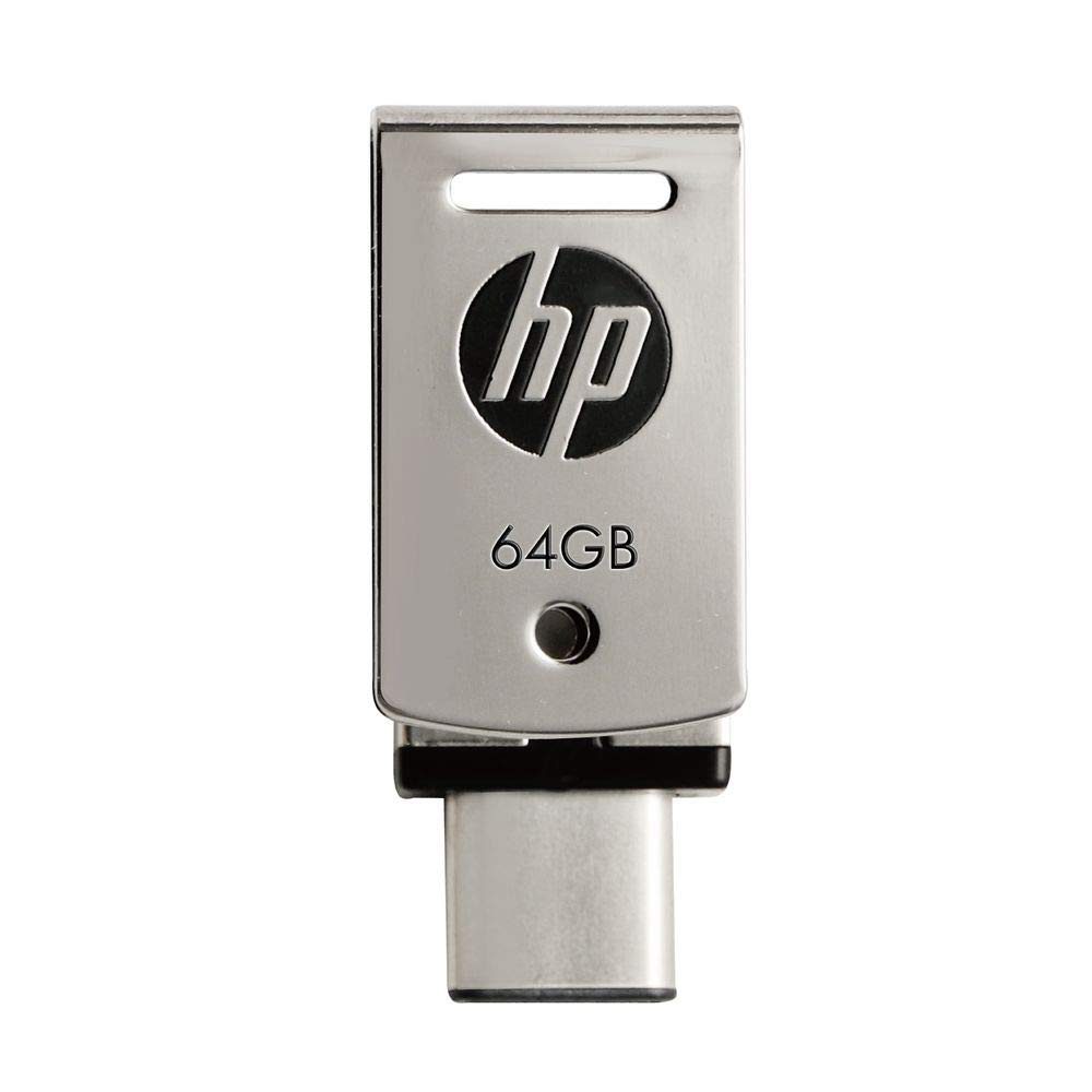 HP X5000 64GB Type-C + A OTG USB 3.1 Metallic Swivel Flash Drive -