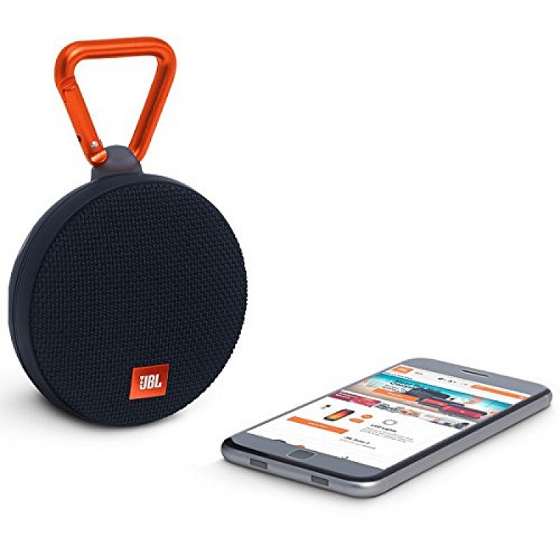 JBL Clip 2 Portable Wireless Bluetooth Speaker with Mic (Black)