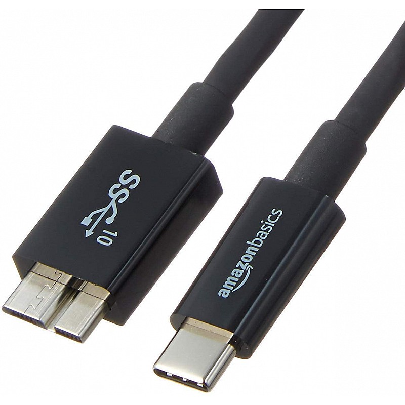 USB Type-C to Micro-B 3.1 Gen2 Cable - 3 Feet (0.9 Meters) - Black