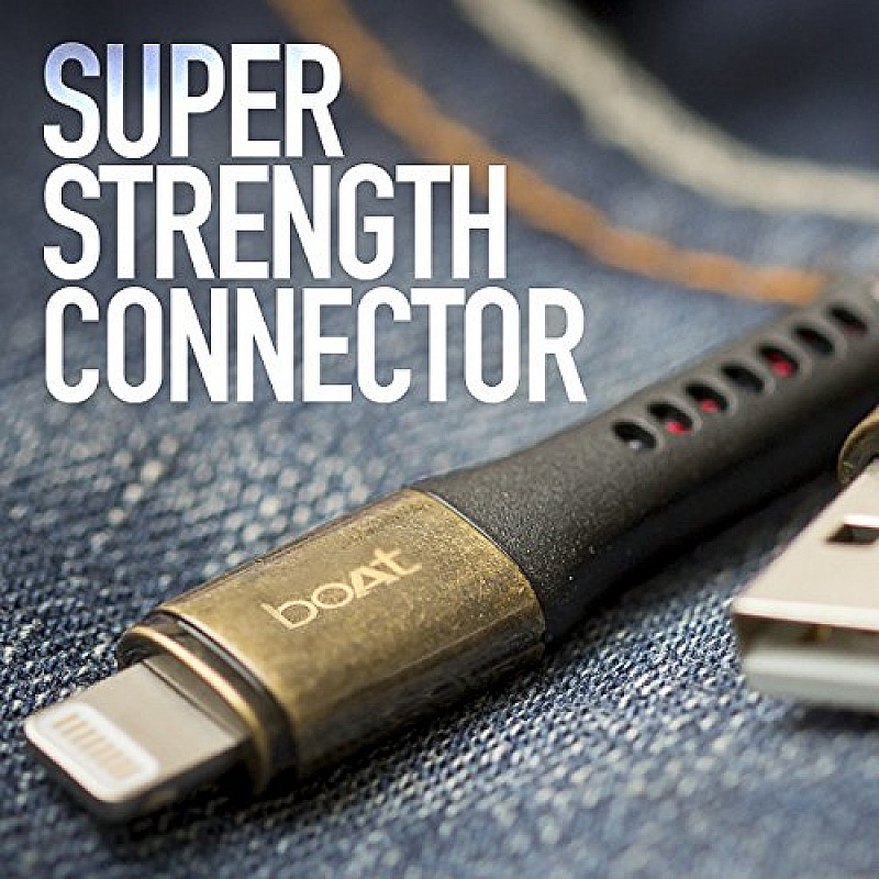 boAt Extra Tough USB A to Lightning Cable, Apple MFI Approved For Apple iPhone/iPod, 1 Meter (3.3 Feet) –(Denim)