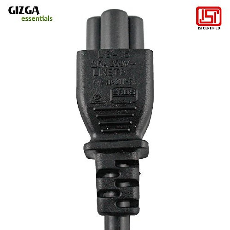 Gizga Essentials Laptop Power Cable Cord- 3 Pin Adapter 1 Meter 3.3 Feet