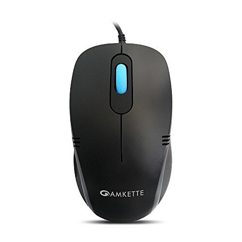 Amkette Kwik Pro Wired Optical USB Mouse with 3 Button – Black