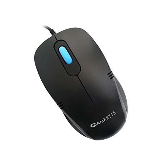 Amkette Kwik Pro Wired Optical USB Mouse with 3 Button – Black