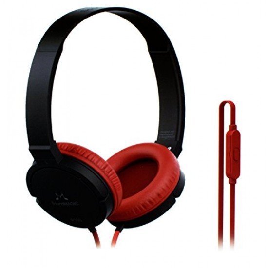 SoundMAGIC P10S Wired Over The Ear Headphone with Mic (Black and Red)