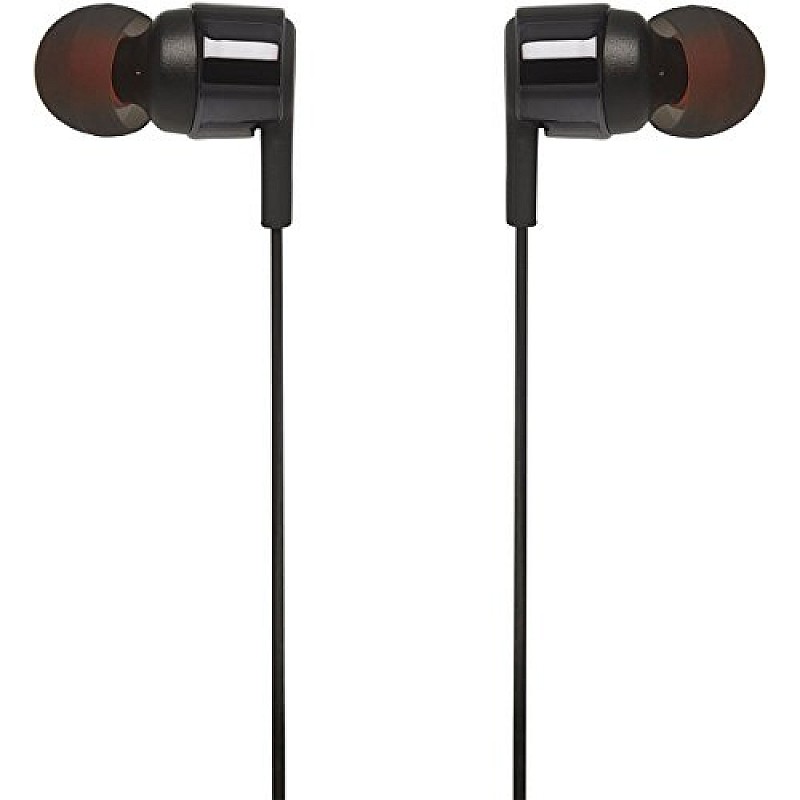 JBL T210 Pure Bass Premium Aluminum Build in-Ear Headphones with Mic & Tangle Free Cable (Black)