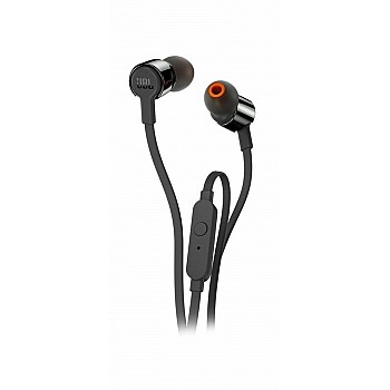 JBL T210 Pure Bass Premium Aluminum Build in-Ear Headphones with Mic & Tangle Free Cable (Black)