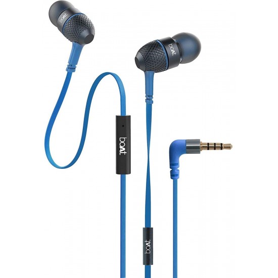 boAt BassHeads 225 Special Edition in-Ear Headphones with Mic (Blue) Without Box