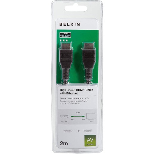 Belkin High Speed HDMI Cable Supports Ethernet, 3D, 4K, 1080p, Audio Return (2 Meter,Black) Belkin High Speed HDMI Cable Supports Ethernet, 3D, 4K, 1080p, Audio Return (2 Meter,Black)