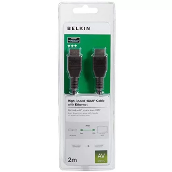 Belkin High Speed HDMI Cable Supports Ethernet, 3D, 4K, 1080p, Audio Return (2 Meter,Black)
