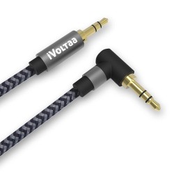iVoltaa 3.5mm Braided Aux (Auxiliary) Audio Cable - 6 Feet (1.8 Meters) - Space Grey
