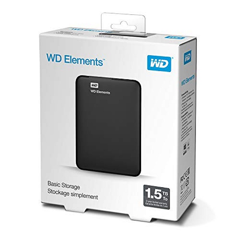 WD Elements 1.5TB Portable External Hard Drive, USB 3.0, Compatible with PC, Mac, PS4 & Xbox - (WDBU6Y0015BBK-WESN)