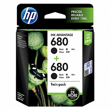 HP 680 Black Ink Cartridges Twin Pack 