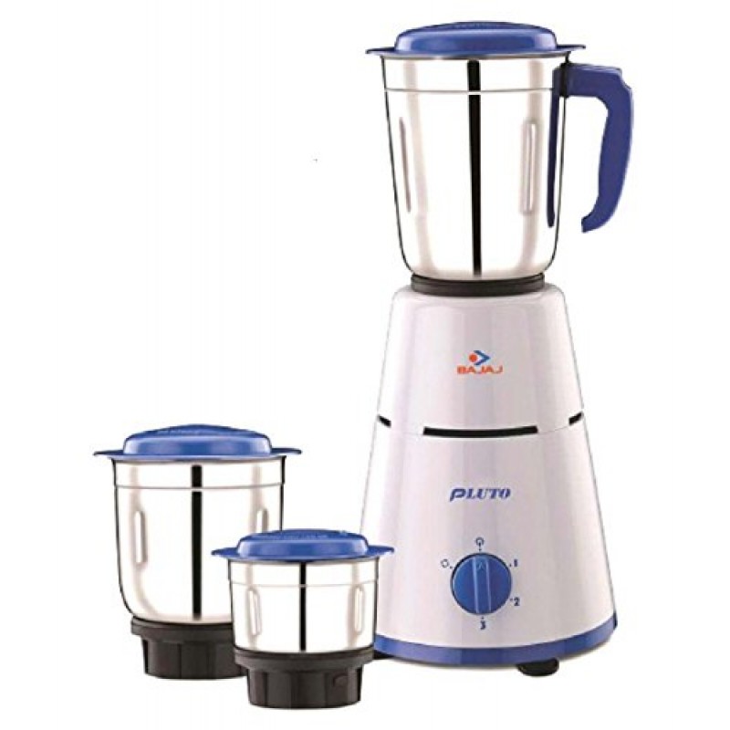 Bajaj Pluto Mixer Grinder, 500W, 3 Jars (White)