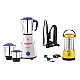 Bajaj Pluto Mixer Grinder, 500W, 3 Jars (White)