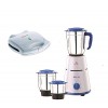 Bajaj Pluto Mixer Grinder, 500W, 3 Jars (White)