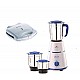 Bajaj Pluto Mixer Grinder, 500W, 3 Jars (White)