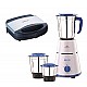 Bajaj Pluto Mixer Grinder, 500W, 3 Jars (White)