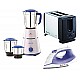 Bajaj Pluto Mixer Grinder, 500W, 3 Jars (White)