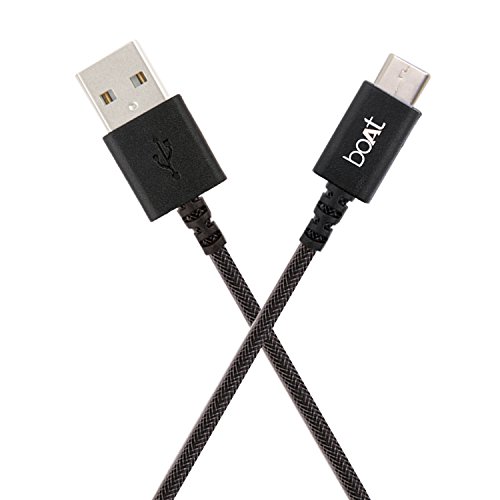 boAt Indestructible USB Type-C to USB-A 2.0 Male Cable for Type C Phones, 1 Meter (3.3 Feet) -(Black) boAt Indestructible USB Type-C to USB-A 2.0 Male Cable for Type C Phones, 1 Meter (3.3 Feet) -(Black)
