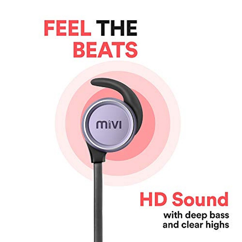 Mivi Thunder Beats Wireless Bluetooth Earphones with Stereo Sound and Hands-Free Mic (Gun Metal)