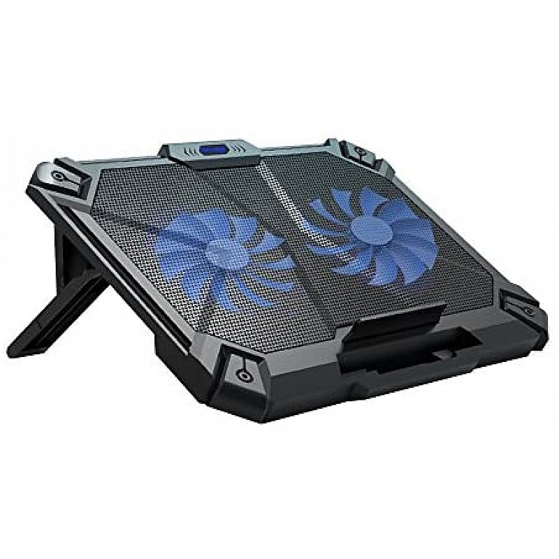 Cosmic Byte Comet Laptop Cooling Pad, Dual 120 mm Fans, LED Lights, Fan Speed Adjustment, USB Ports, Support Upto 17" Laptops (Blue)