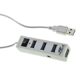 Terabyte 4 Port USB 3.0 High-Speed USB Hub (White)