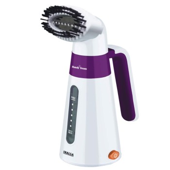 Inalsa Garment Steamer Handy Steam-600W with Detachable Fabric Brush and 120ml Capacity, (White/Purple)