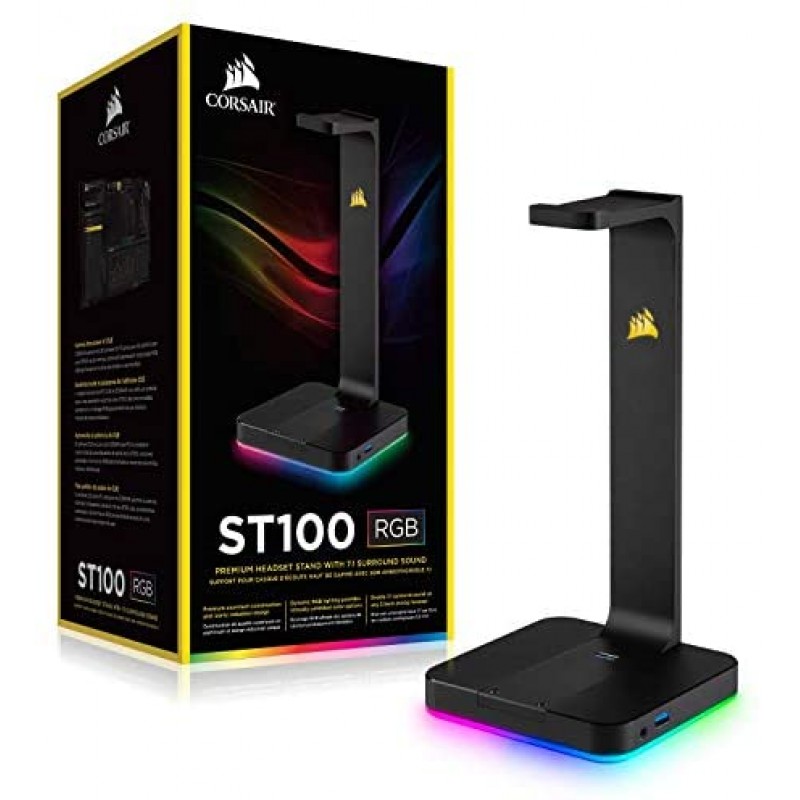 CORSAIR ST100 RGB Premium Headset Stand with 7.1 Surround Sound - 3.5mm and 2xUSB 3.0