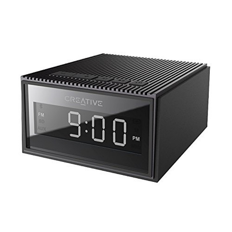 Creative Chrono Powerful Splash Proof Bluetooth Speaker with FM Radio and Alarm Clock - Black