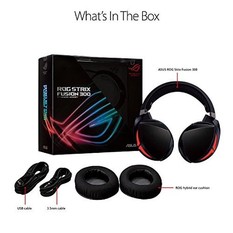 ASUS ROG Strix Fusion 300 Virtual 7.1 LED Gaming Headset with Microphone for PC/Mobile/Console