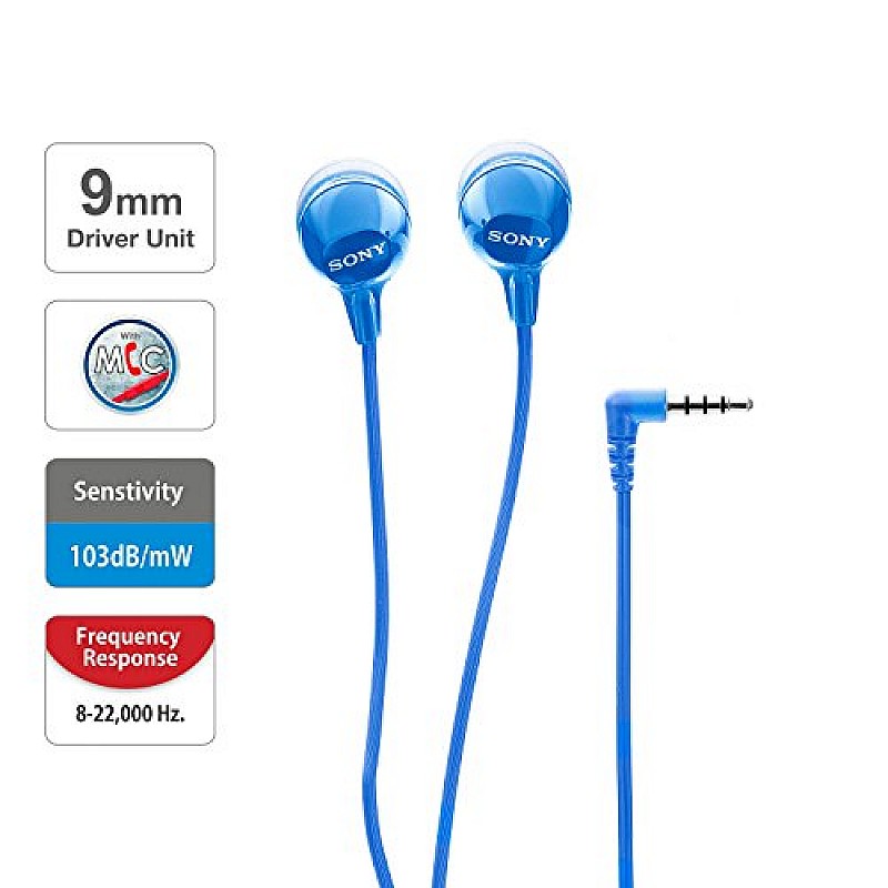 Sony MDR-EX14AP in-Ear Headset with Mic (Blue)