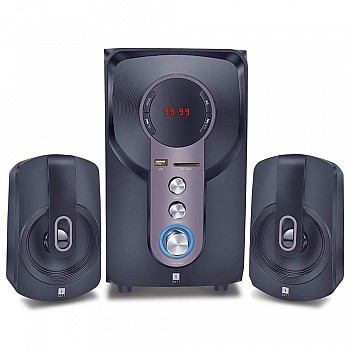 iBall Hi-Basss 2.1 Speaker Built-in FM Radio and Multiple Equalizers with LED Display and Remote Control, Black