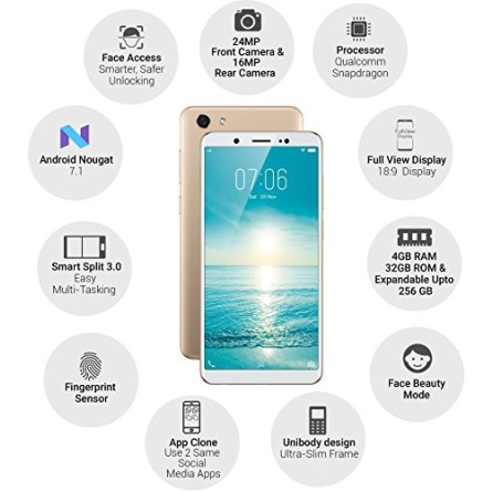 Vivo V7 (Champagne Gold, 32 GB, 4 GB) refurbished-