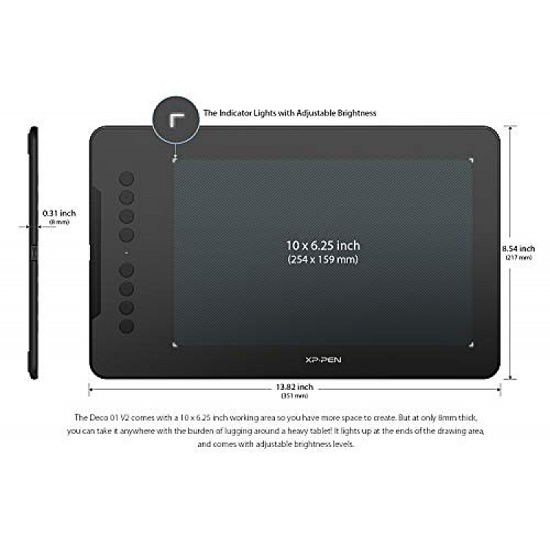 XP-Pen Deco01 V2 Digital Graphics Drawing Pen Tablet Black