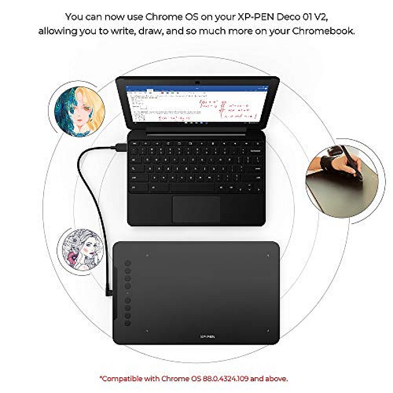 XP-Pen Deco01 V2 Digital Graphics Drawing Pen Tablet Black