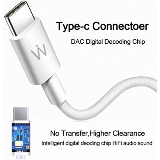 Wissenschaft JP52 in-Ear USB C-Type Plug Headphones HD Stereo. Works with Phones which Do not Have 3.5mm Jack. (Type-C Plug, White) 
