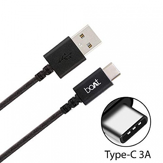 boAt A400 USB Type-C to USB-A 2.0 Male Data Cable, 2 Meter (Black)