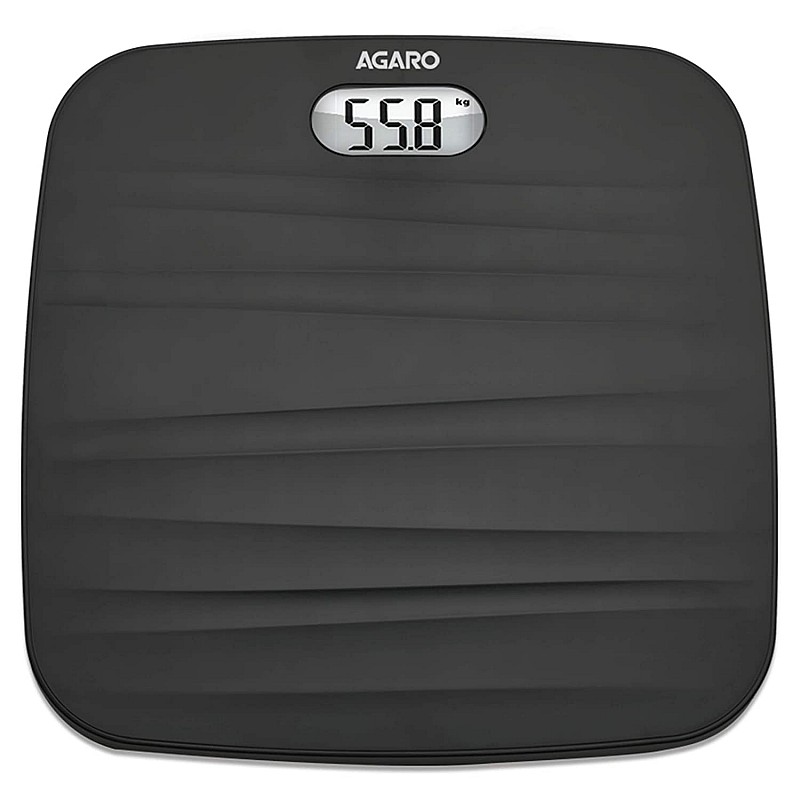 AGARO WS 502 Ultra-Lite Digital Personal Body Weighing Scale with Step-On Technology Battery Included Black