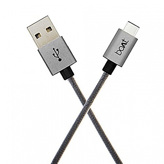 boAt A500 1.2m USB Type-C to USB-A 2.0 Male Data Cable (Grey)