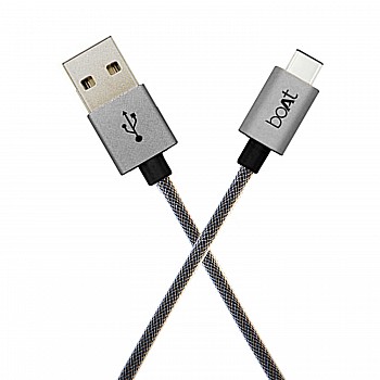 boAt A500 1.2m USB Type-C to USB-A 2.0 Male Data Cable (Grey)