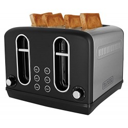 Black + Decker BXTO0401IN 2300-Watt 4 Slice Pop-up Toaster (Grey)