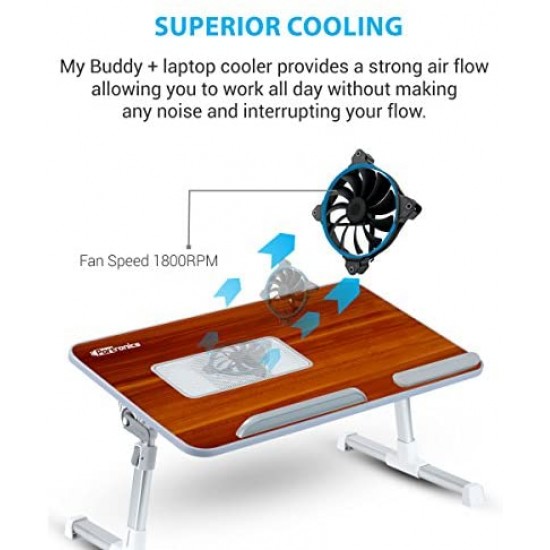 Portronics My buddy plus Adjustable Laptop cooling Table (Brown)
